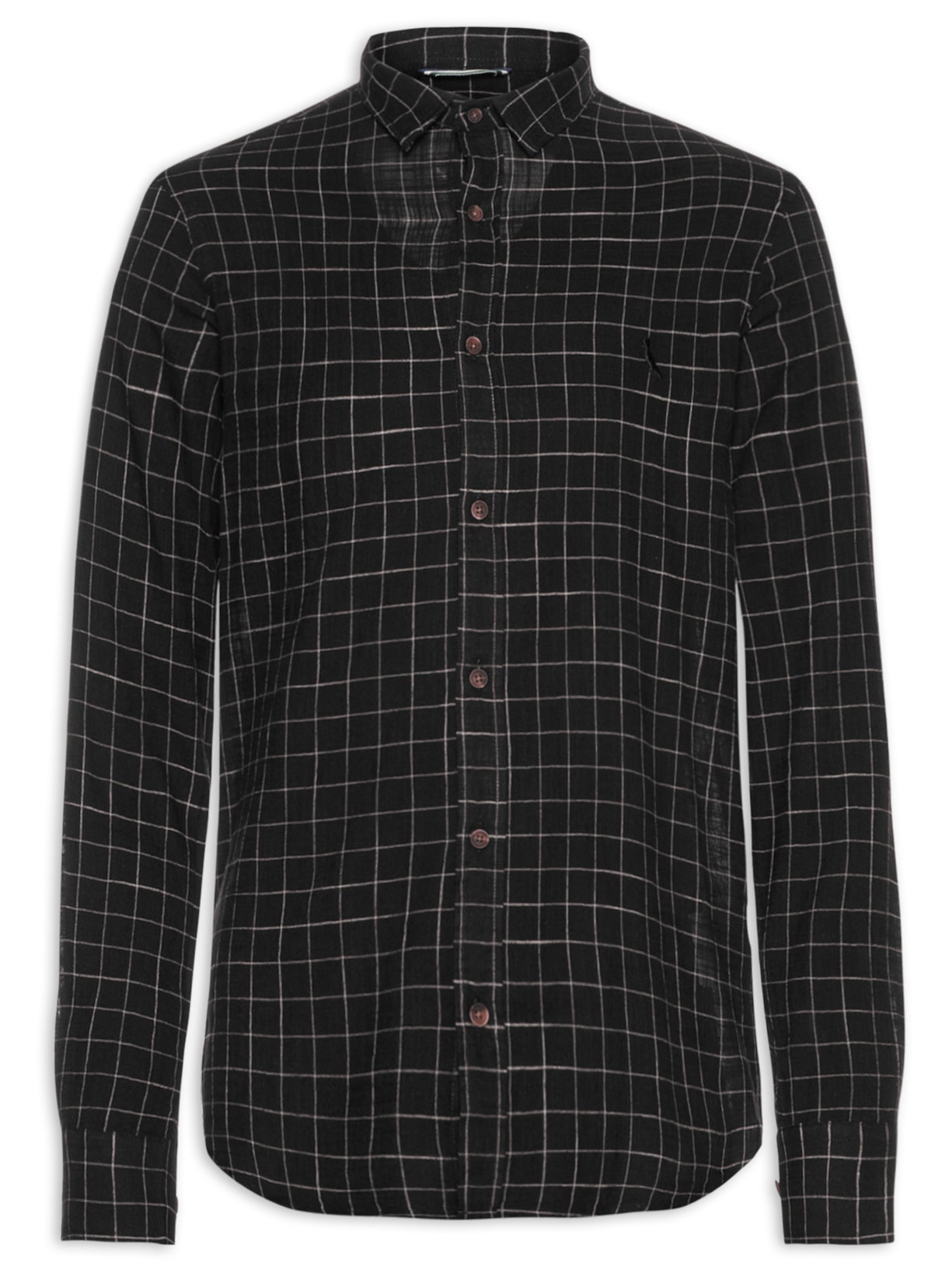 Camisa Masculina Manga Longa Xadrez Camp - Preto