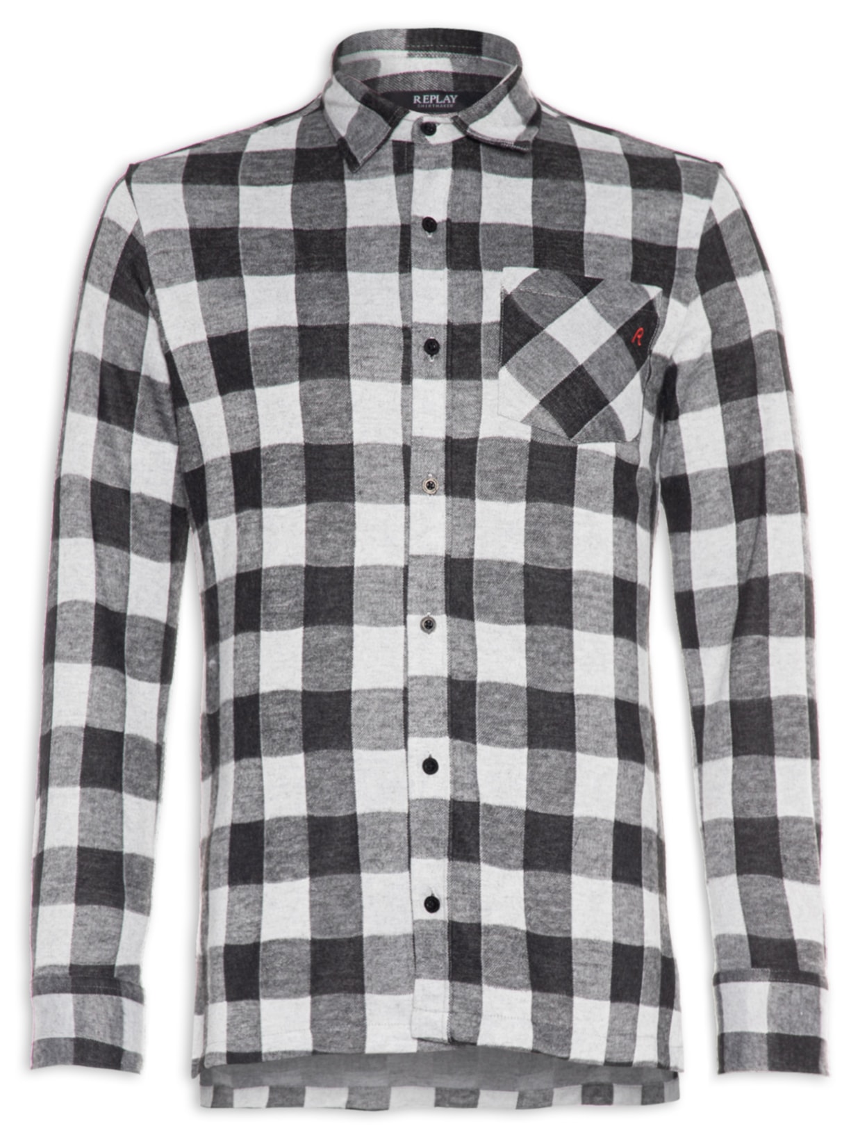 Camisa Masculina Manga Longa Xadrez Malha - Cinza