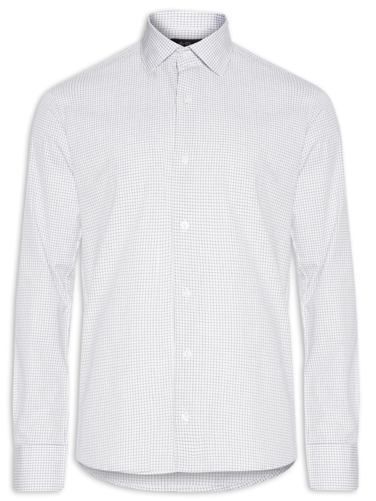Camisa Masculina Manga Longa Xadrez Sante - Branco