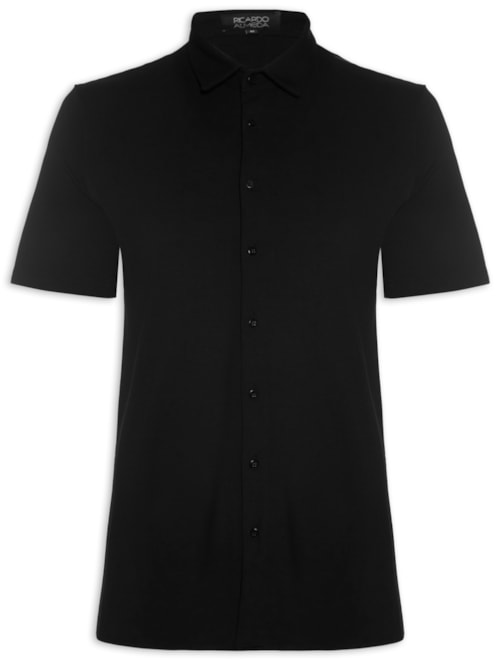 Camisa Masculina Mangas Curtas Viscose - Preto