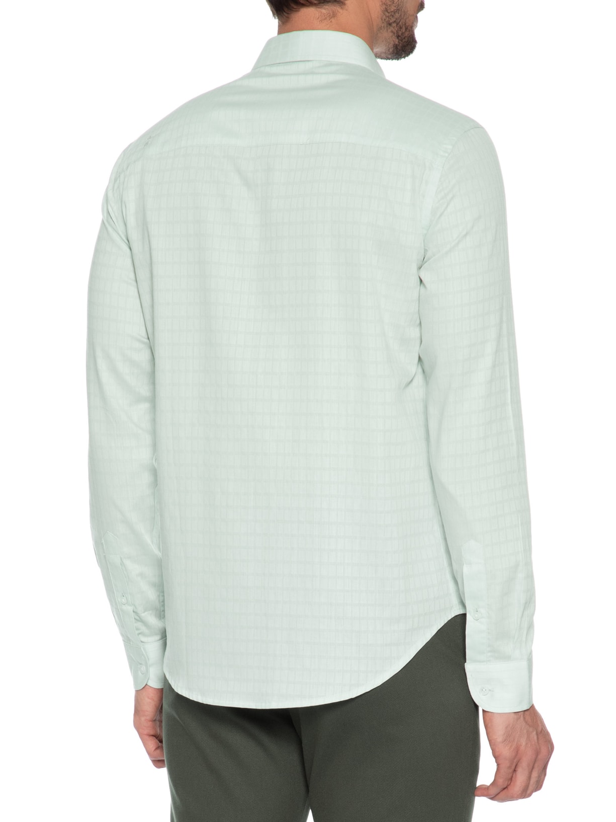 Camisa Masculina Maquineta Mini Quadros Verde Sergio K