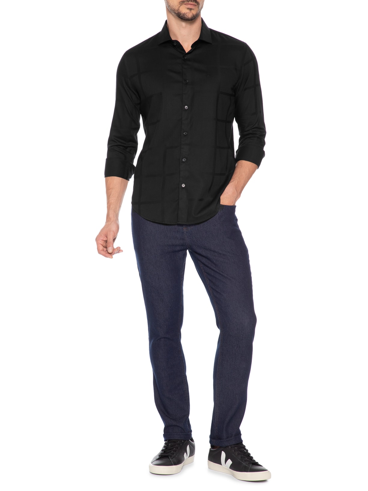 Camisa Masculina Maquineta Tme Big Quadros Preto Sergio K