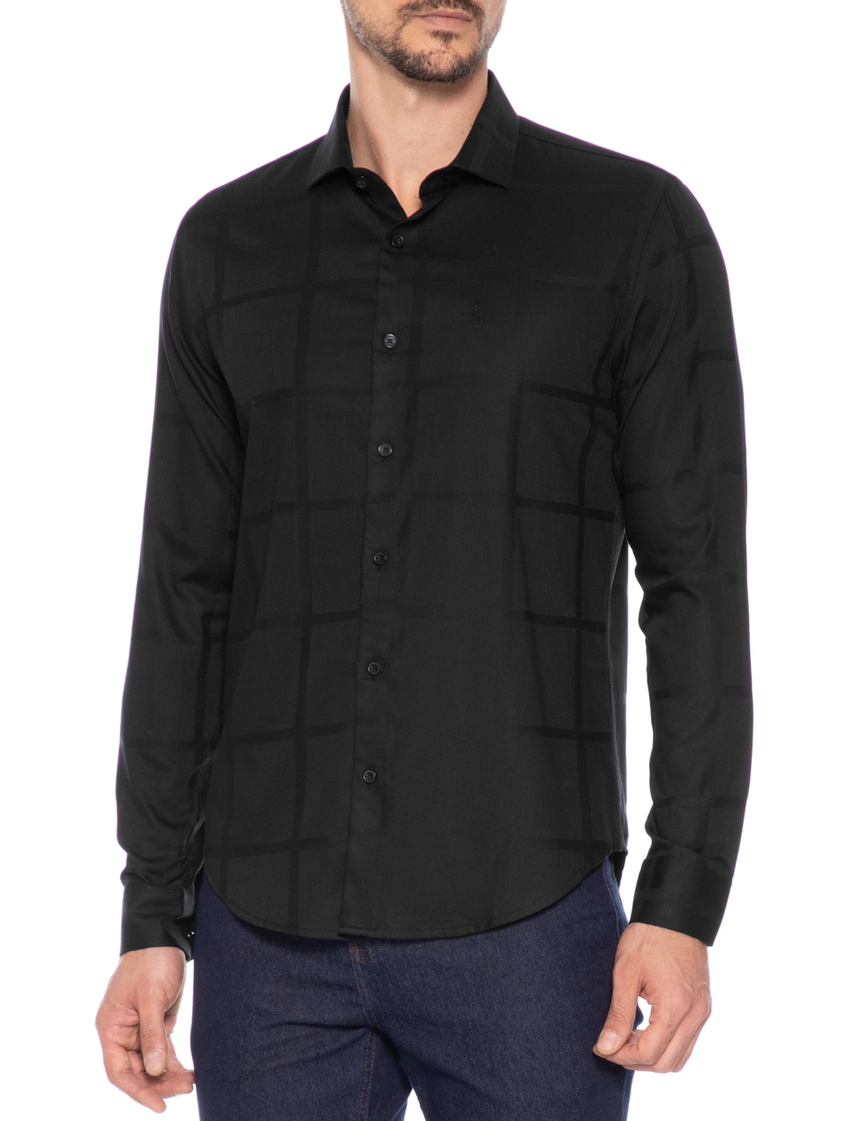 Camisa Masculina Maquineta Tme Big Quadros Preto Sergio K