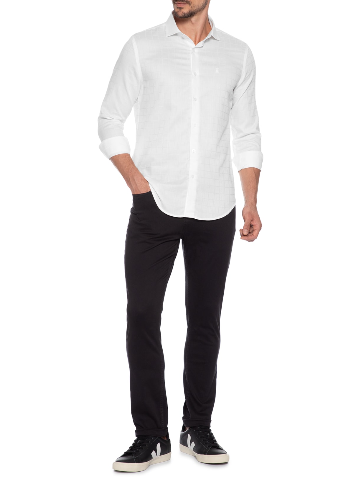 Camisa Masculina Maquineta Tme Mid Quadros Branco Sergio K