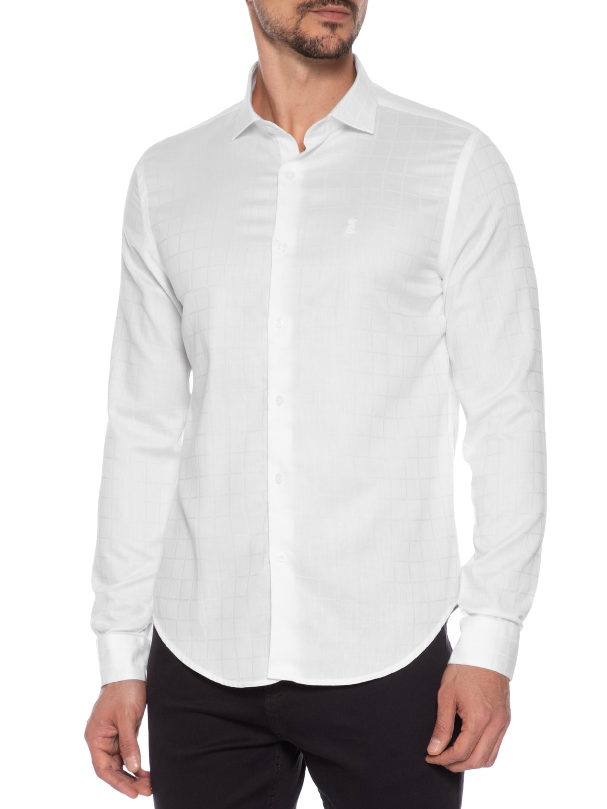 Camisa Masculina Maquineta Tme Mid Quadros Branco Sergio K