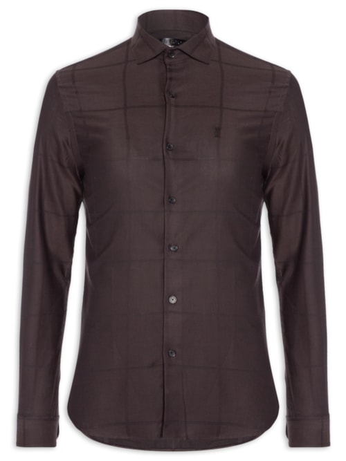 Camisa Masculina Maquinetada Big Square – Marrom