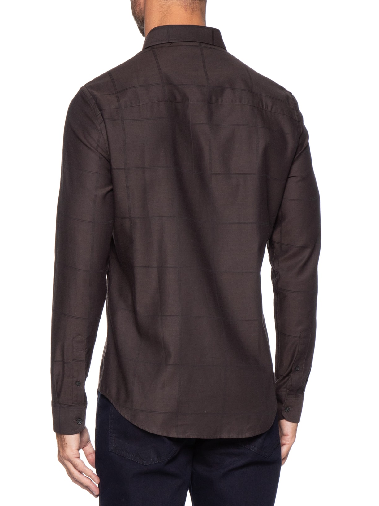 Camisa Masculina Maquinetada Big Square Marrom Sergio K