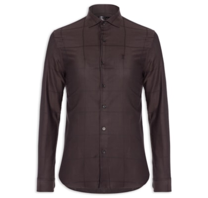 Camisa Masculina Maquinetada Big Square – Marrom