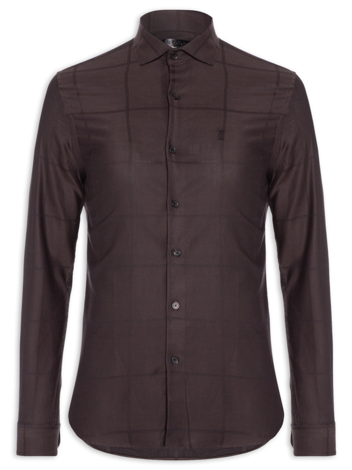 Camisa Masculina Maquinetada Big Square – Marrom