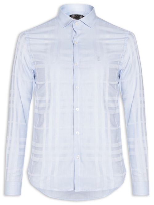 Camisa Masculina Maquinetada Big Xadrez – Azul