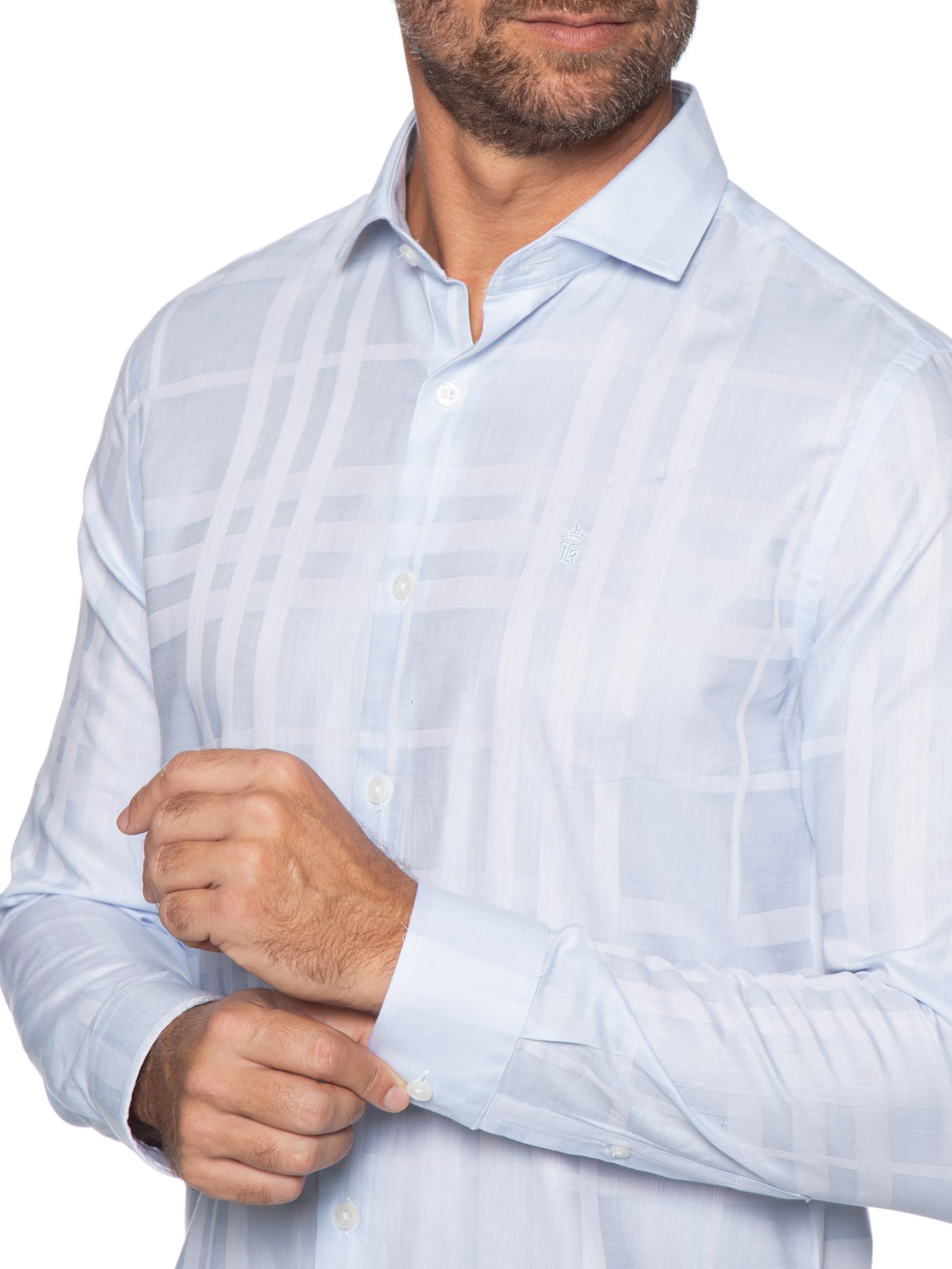 Camisa Masculina Maquinetada Big Xadrez Azul Sergio K
