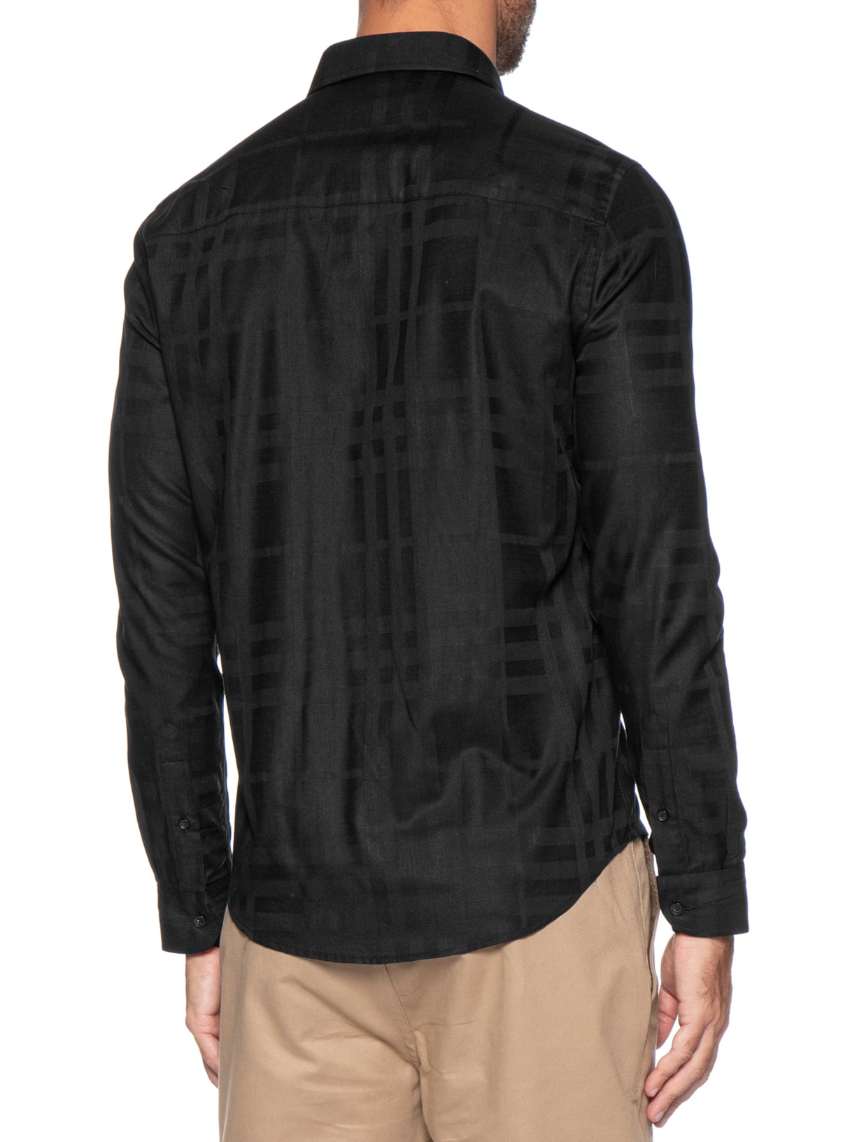 Camisa Masculina Maquinetada Big Xadrez Preto Sergio K
