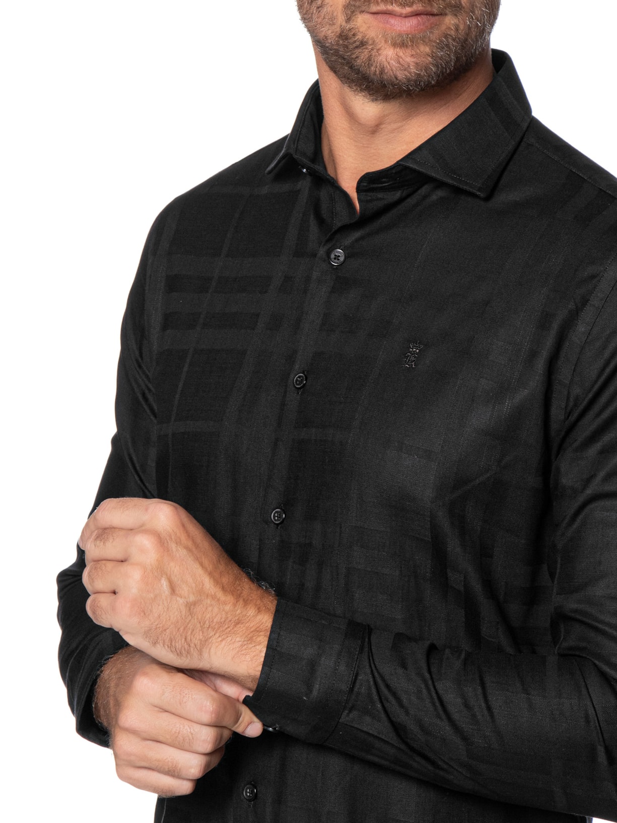 Camisa Masculina Maquinetada Big Xadrez Preto Sergio K