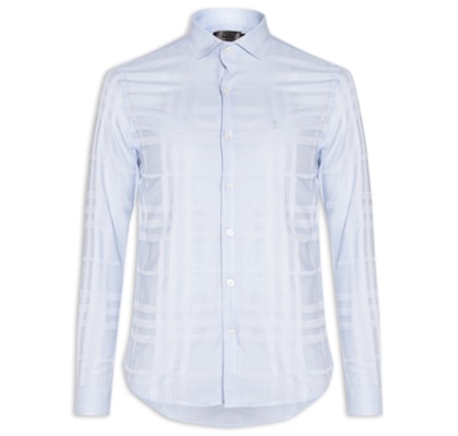 Camisa Masculina Maquinetada Big Xadrez – Azul