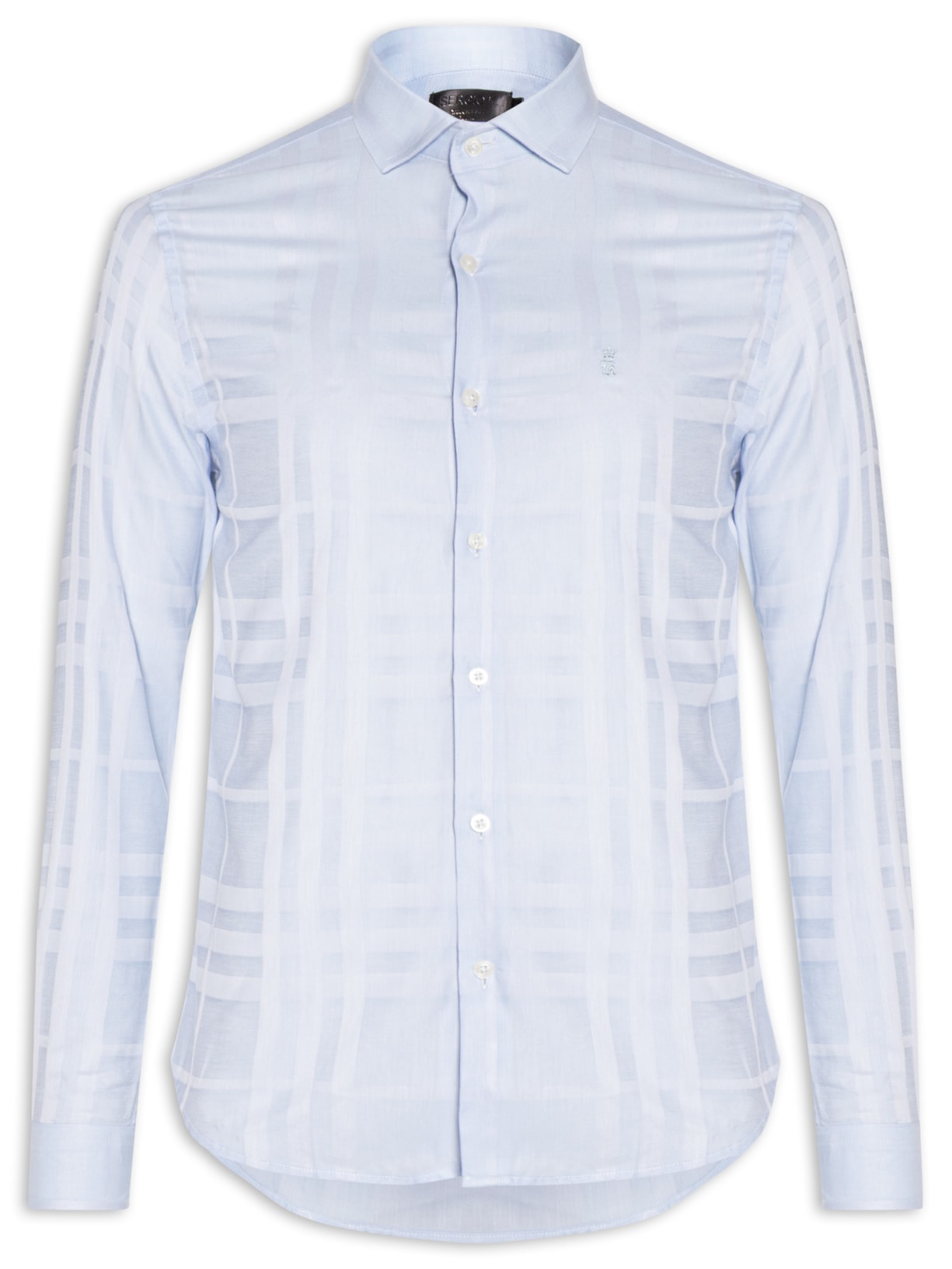 Camisa Masculina Maquinetada Big Xadrez – Azul