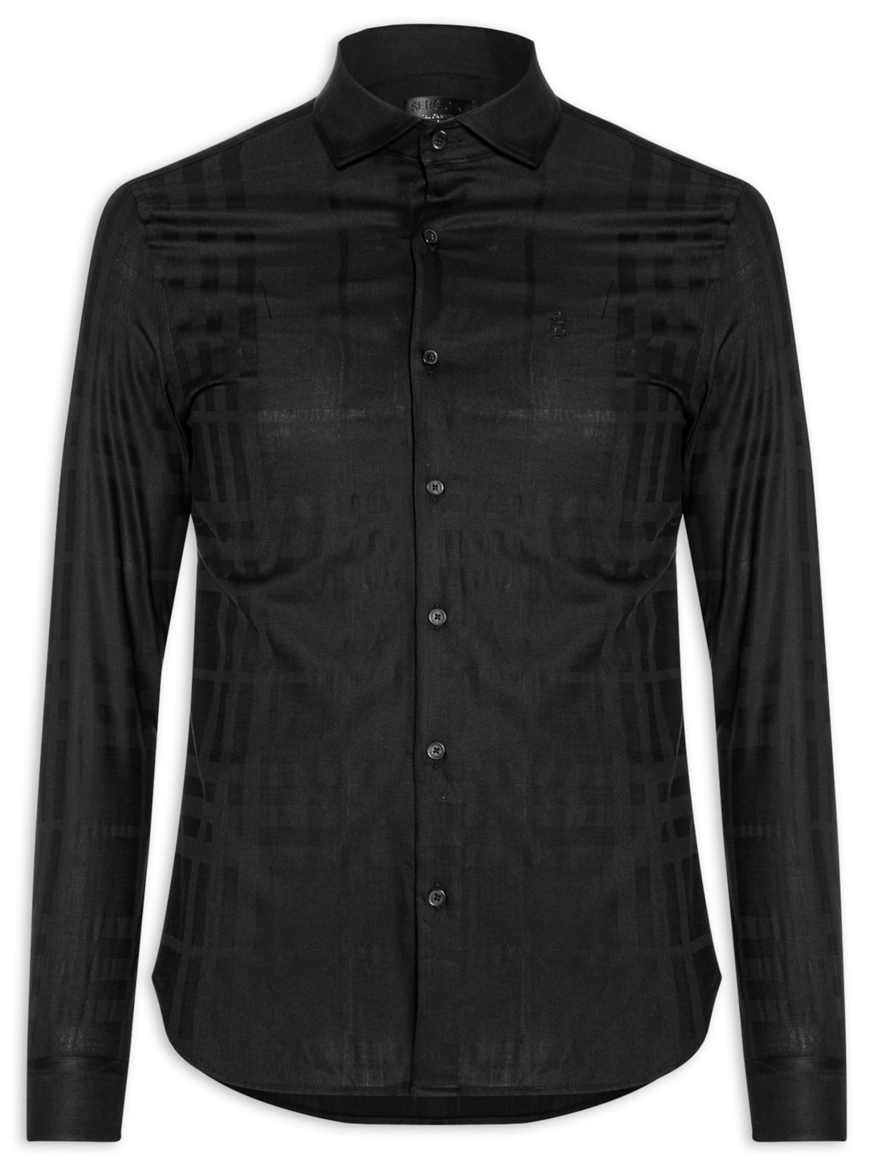 Camisa Masculina Maquinetada Big Xadrez – Preto Sergio K