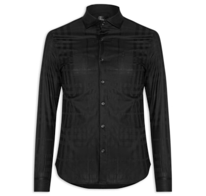Camisa Masculina Maquinetada Big Xadrez – Preto