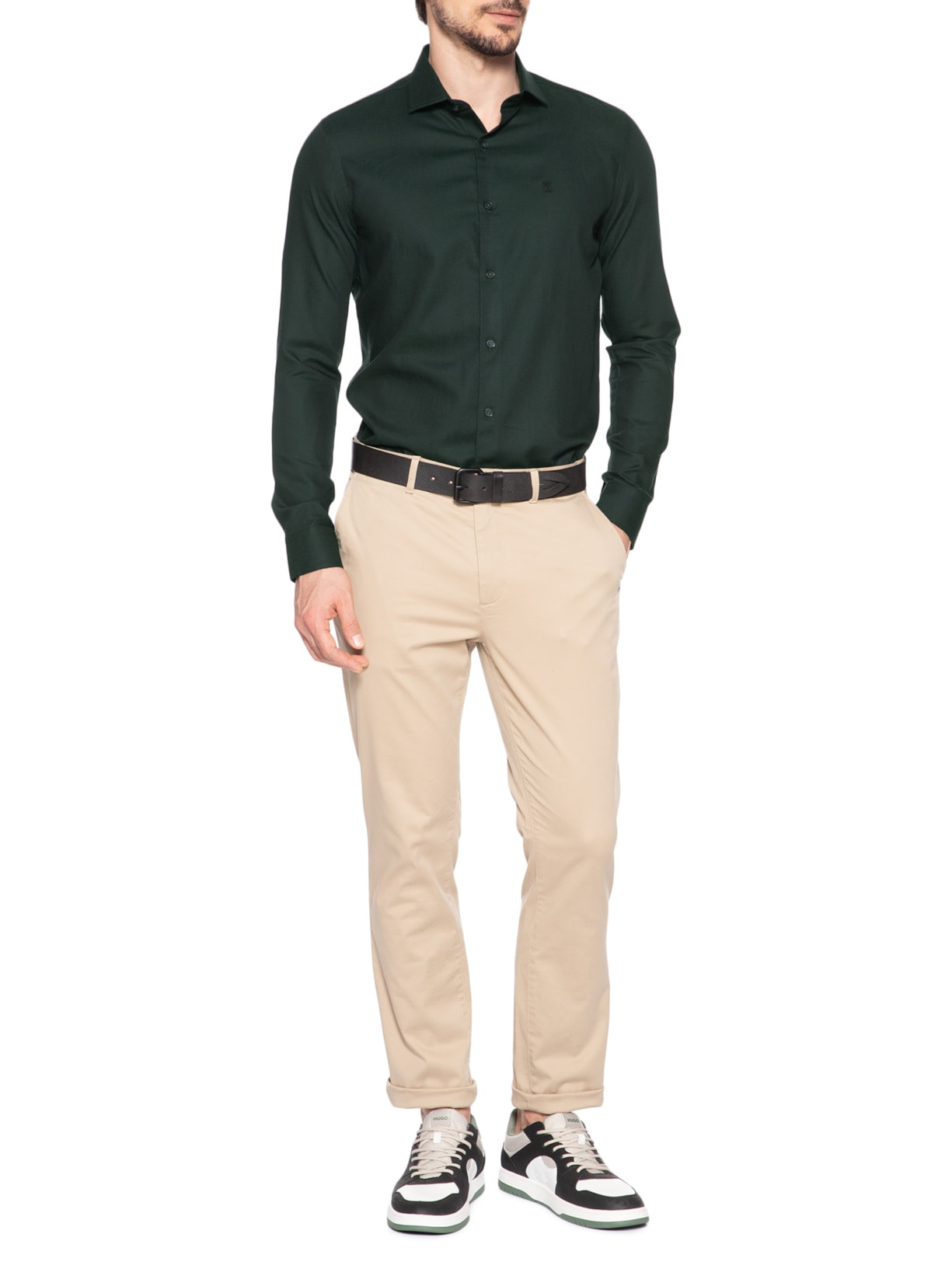 Camisa Masculina Maquinetada Black Waves Regular Fit Verde Sergio K