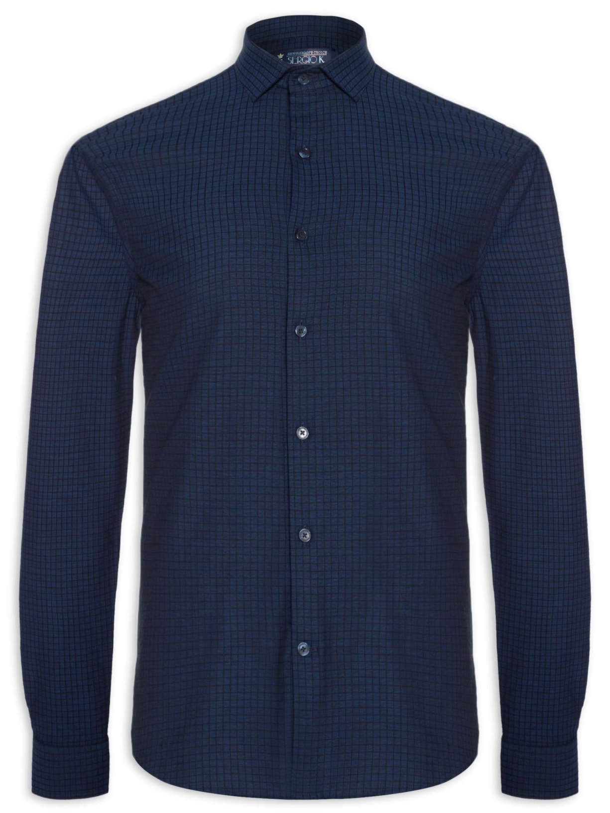 Camisa Masculina Maquinetada Quadros Snake - Azul