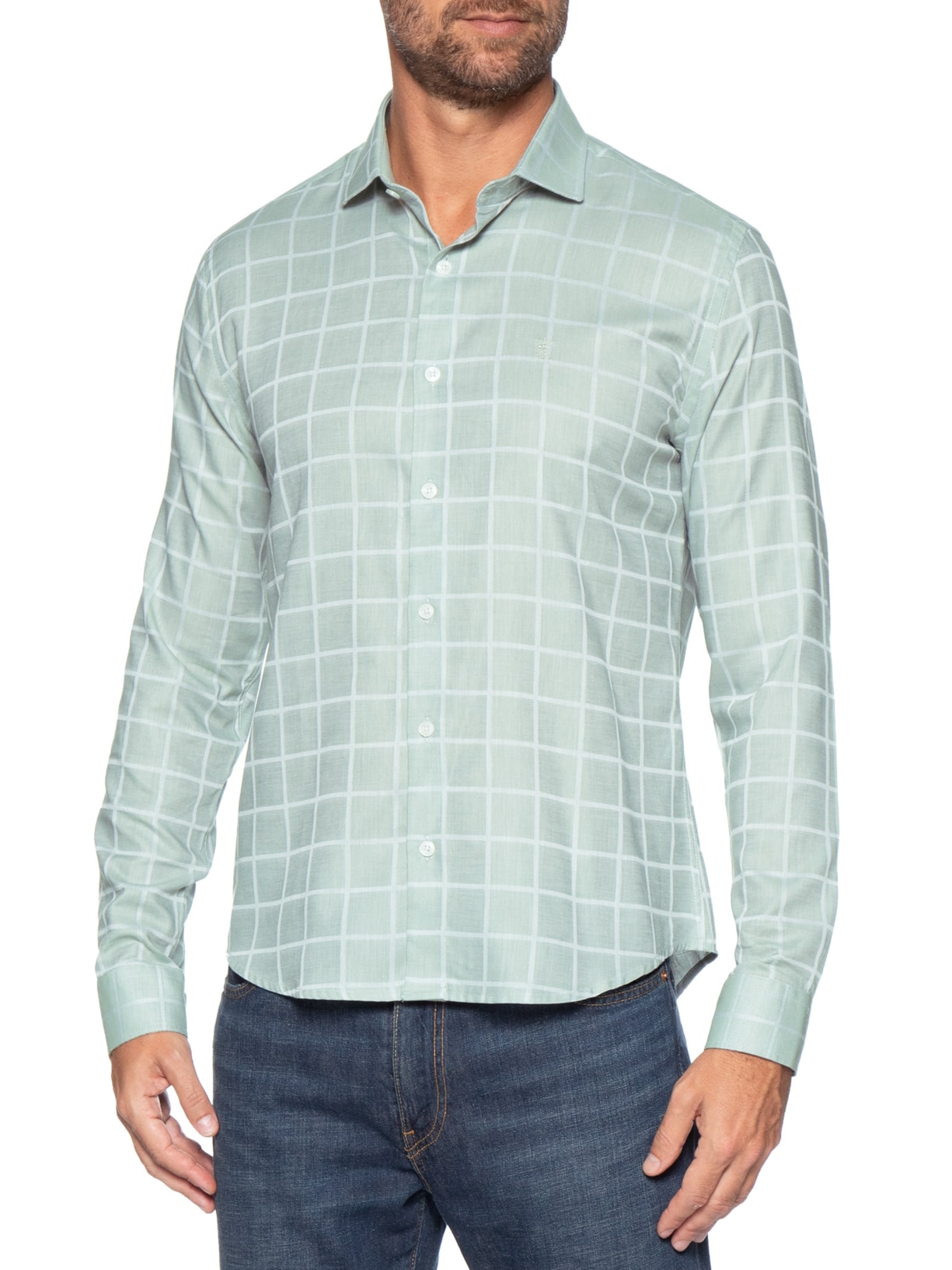 Camisa Masculina Maquinetada Square Verde Sergio K