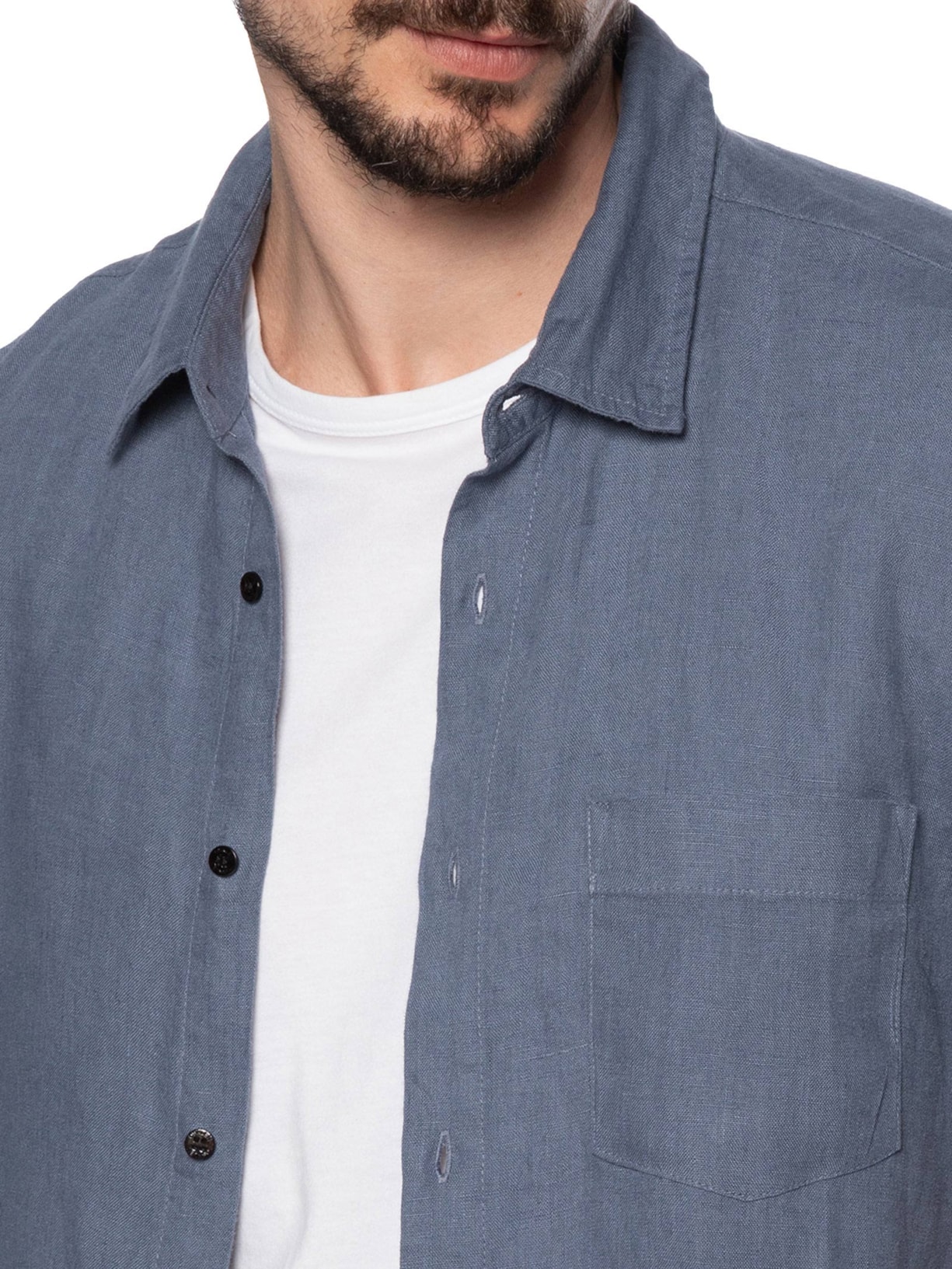 Camisa Masculina Mc Classic Linen Azul Osklen