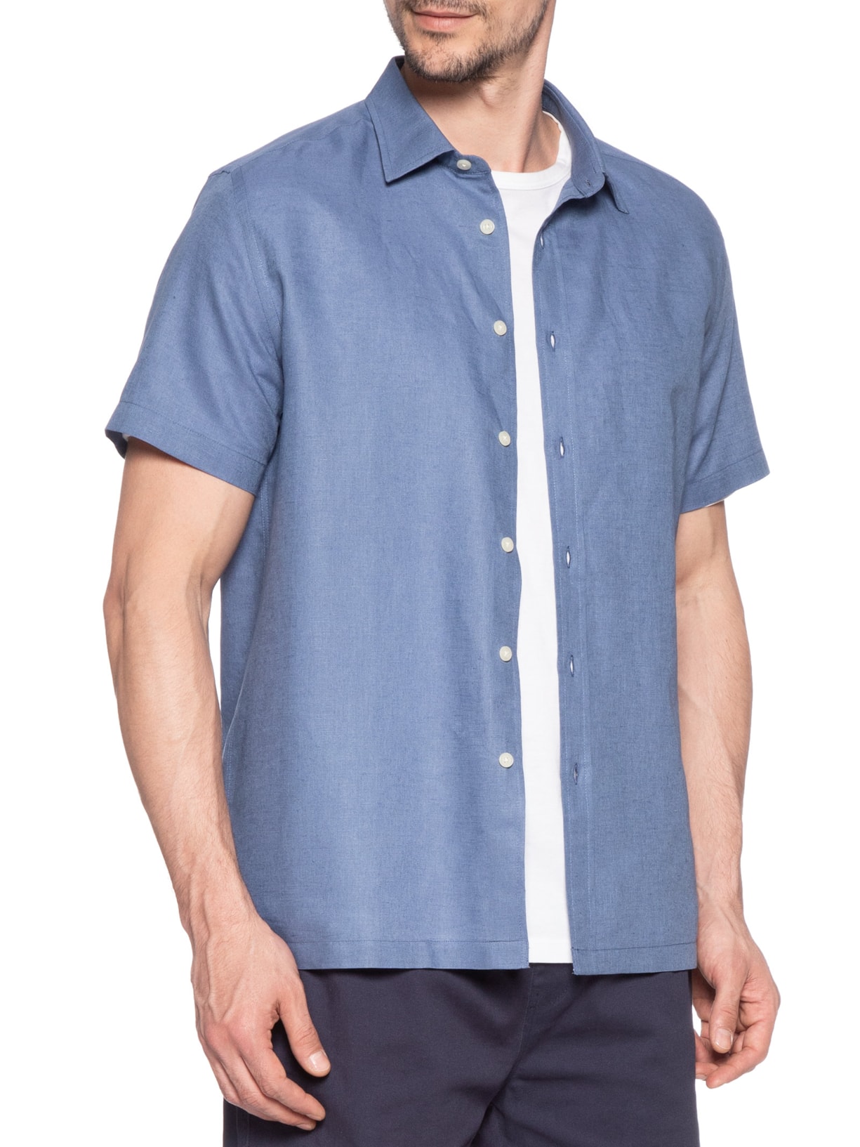 Camisa Masculina Mc Linho Azul Zapalla
