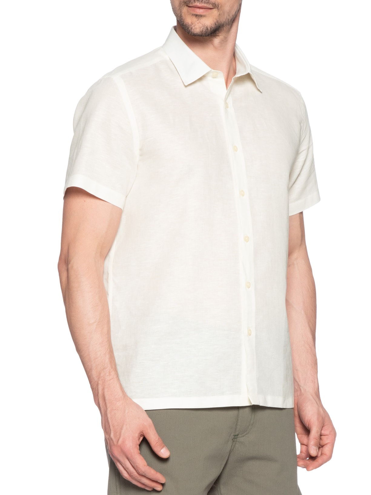 Camisa Masculina Mc Linho Branco Zapalla