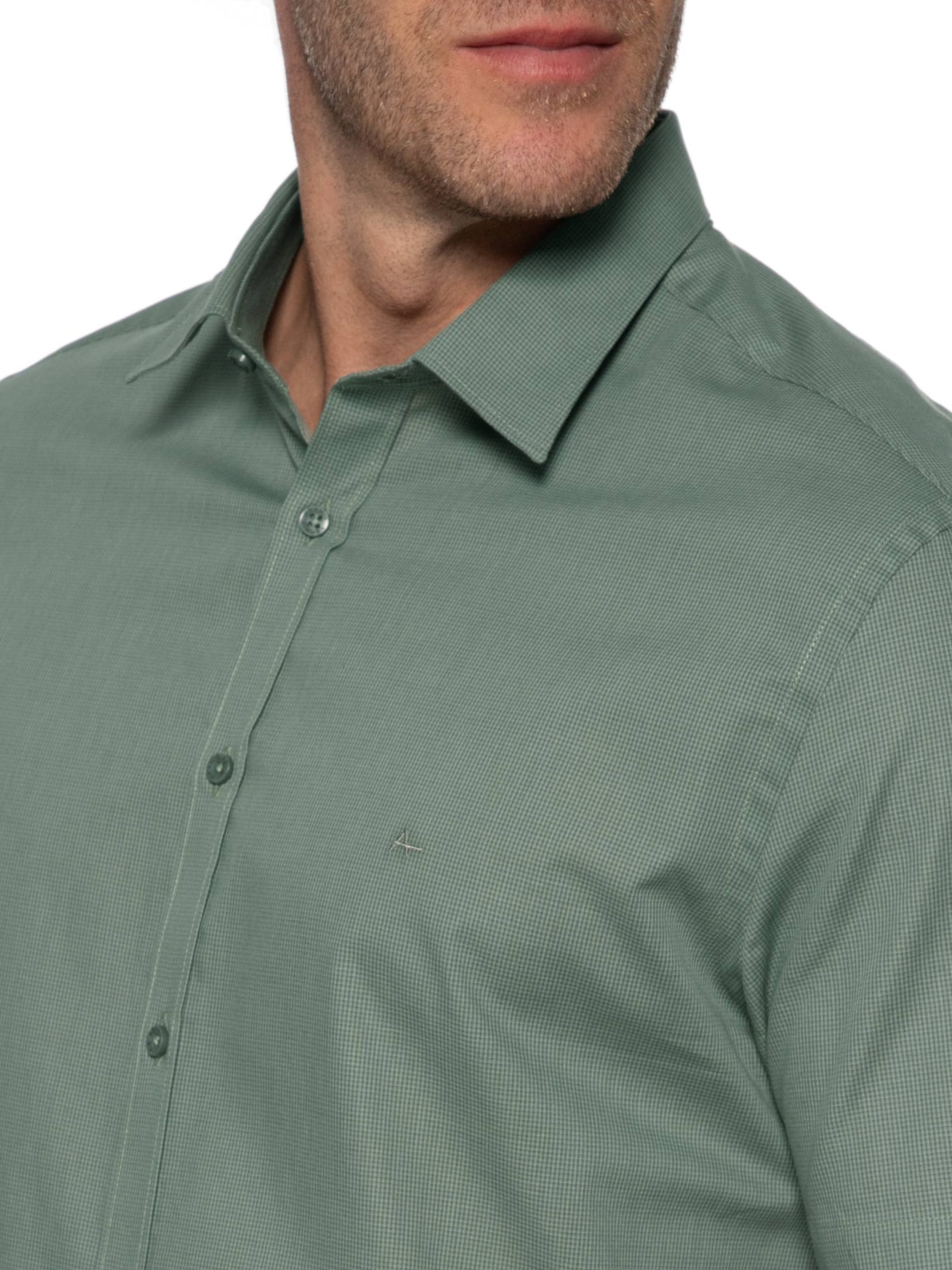 Camisa Masculina Mini Xadrez Verde Aramis