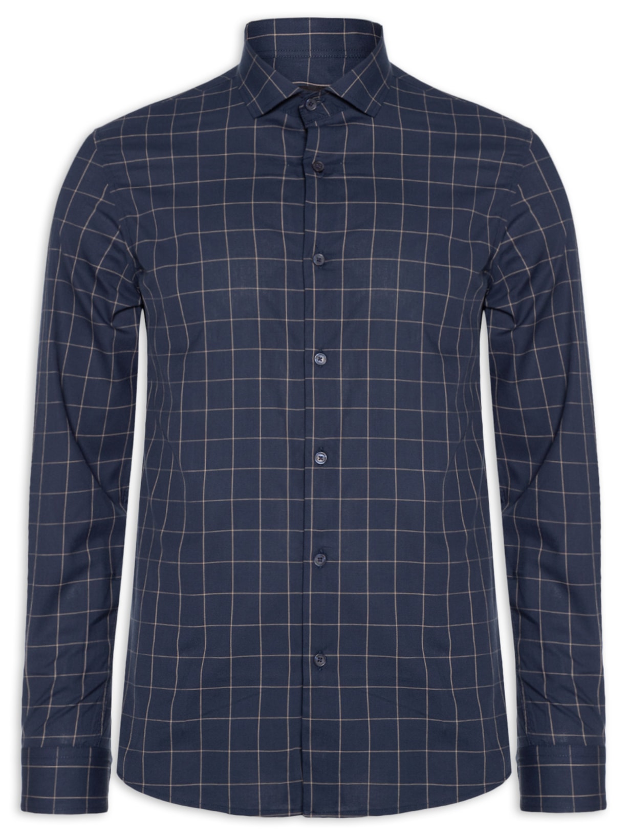 Camisa Masculina ML Quadros Dark Blue Azul Sergio K