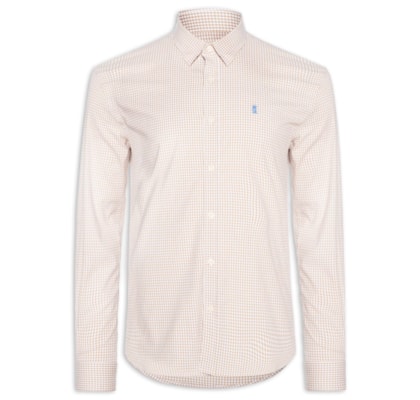 Camisa Masculina ML Vichy Bicolor - Bege