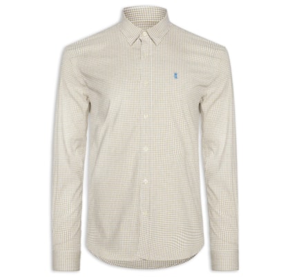 Camisa Masculina ML Vichy Bicolor - Bege