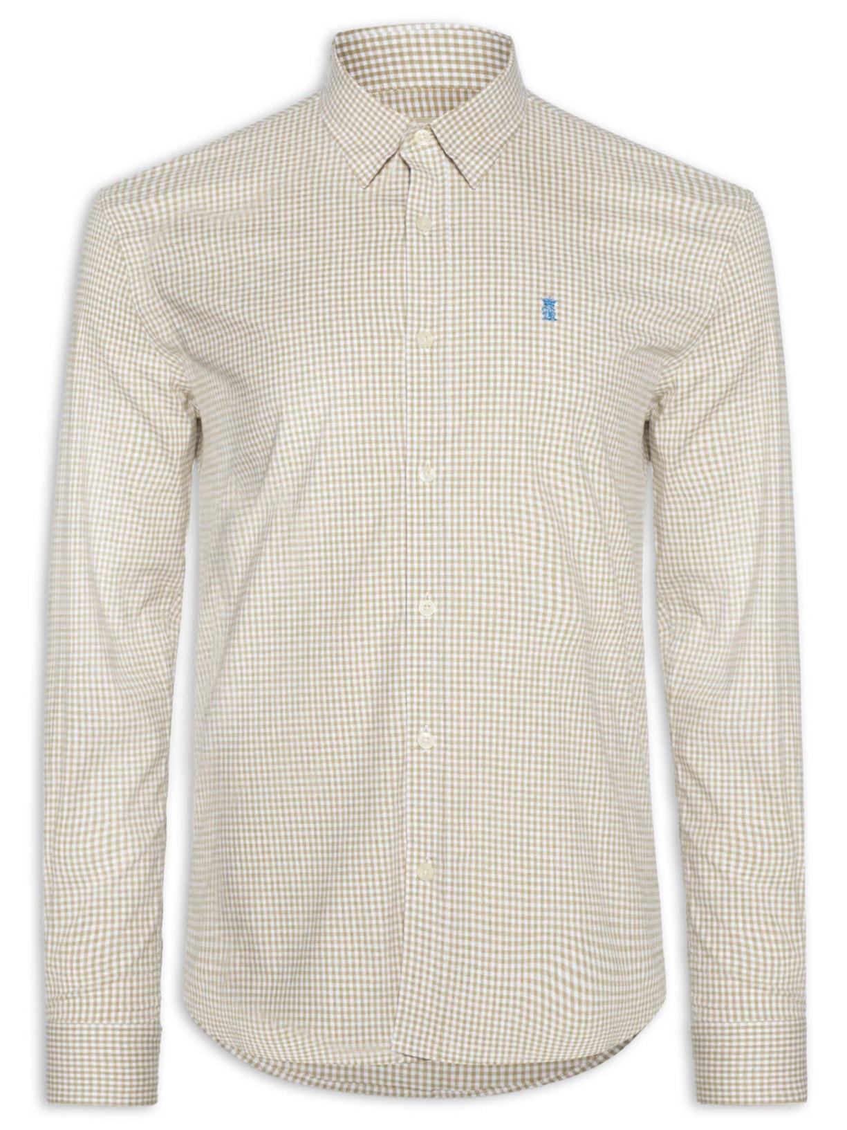 Camisa Masculina ML Vichy Bicolor - Bege