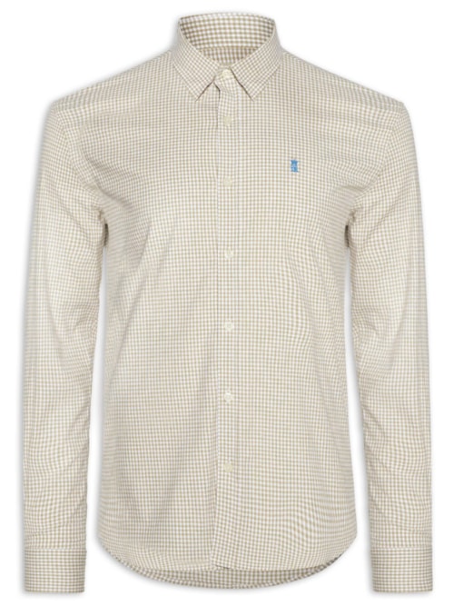 Camisa Masculina ML Vichy Bicolor - Bege