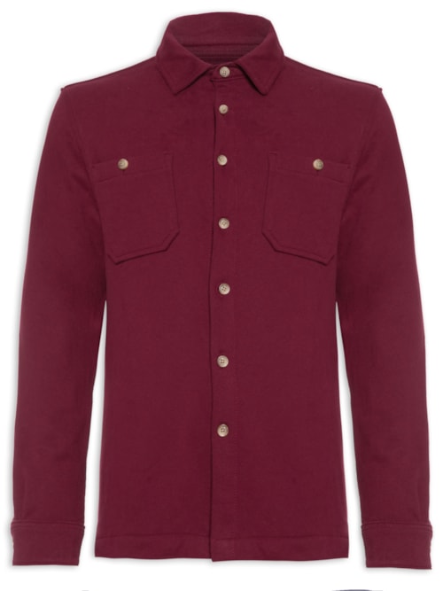 Camisa Masculina Moletom Overshirt - Vermelho