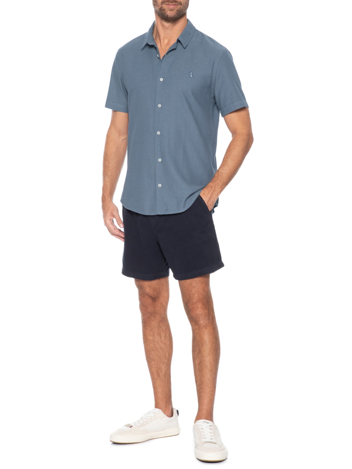 Camisa Masculina New Oxford Color Azul Reserva