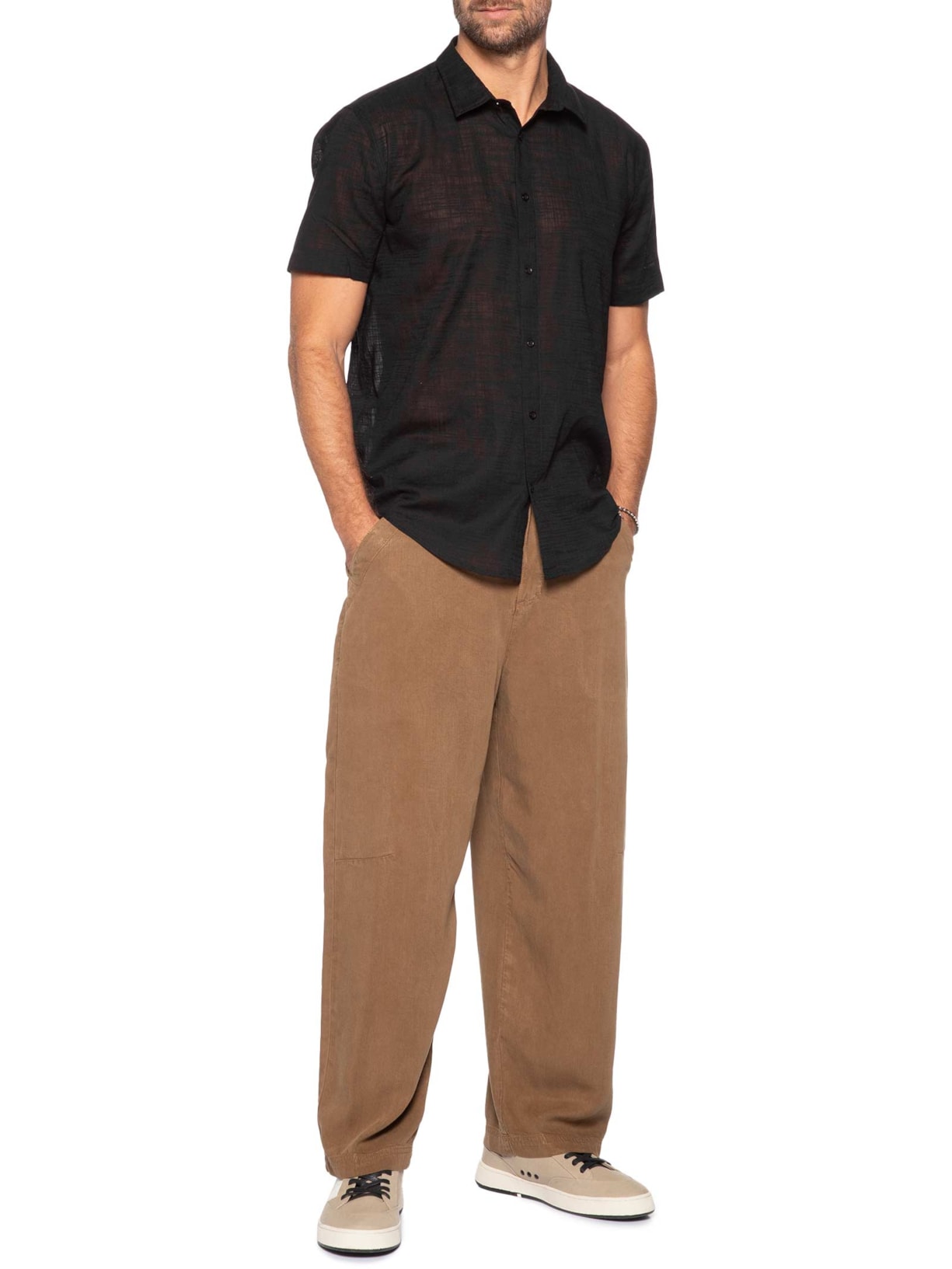 Camisa Masculina New Texture Color Preto Osklen