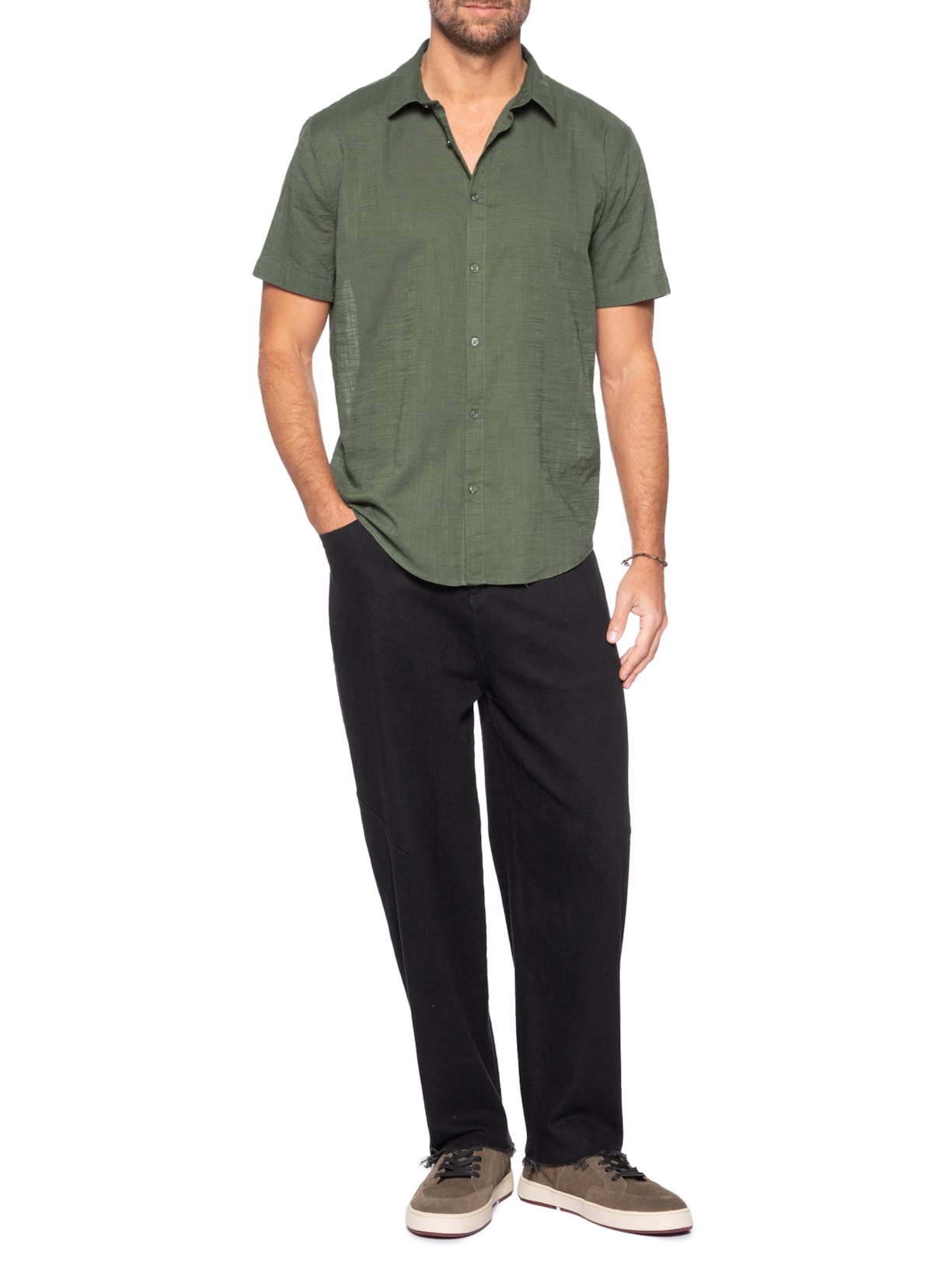 Camisa Masculina New Texture Color Verde Osklen