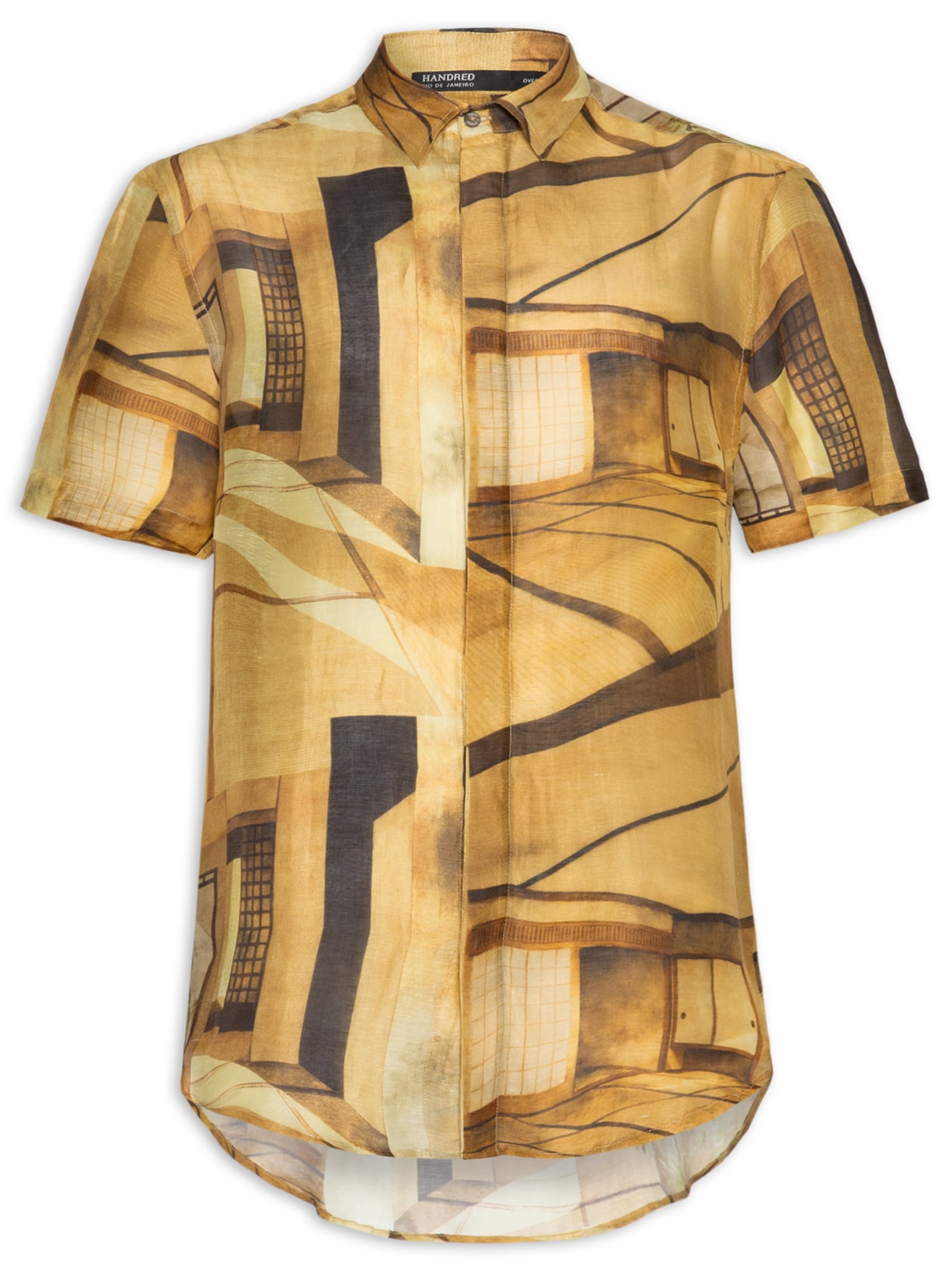 Camisa Masculina Organza Rústica Over Ryokan Bege Handred