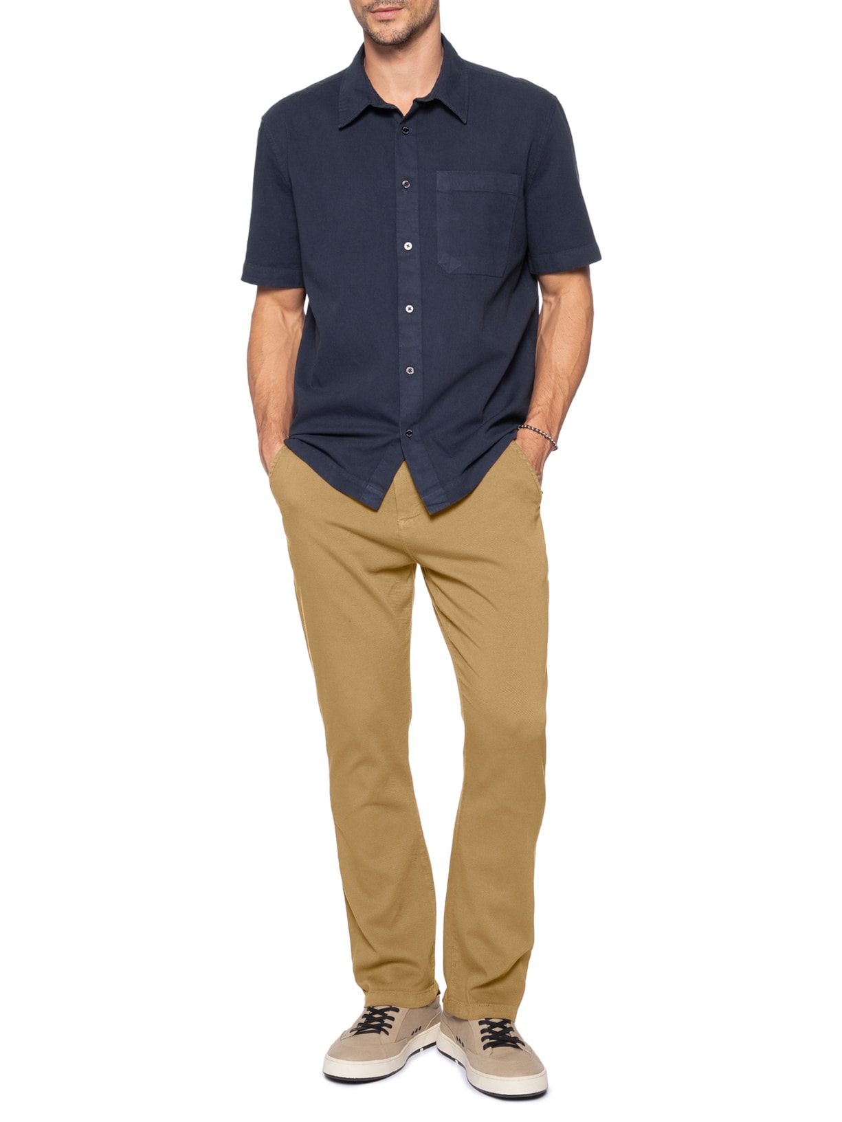 Camisa Masculina Over Cotton Linen Used Azul Osklen