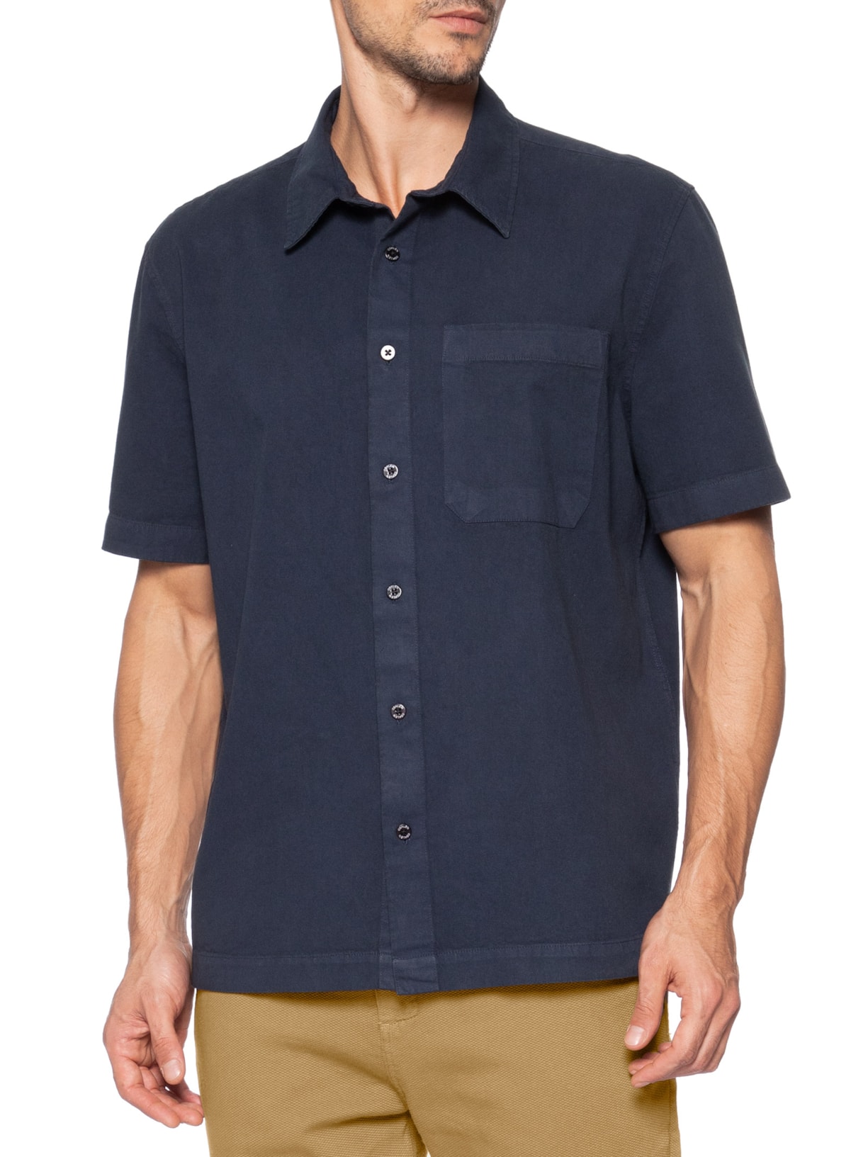 Camisa Masculina Over Cotton Linen Used Azul Osklen