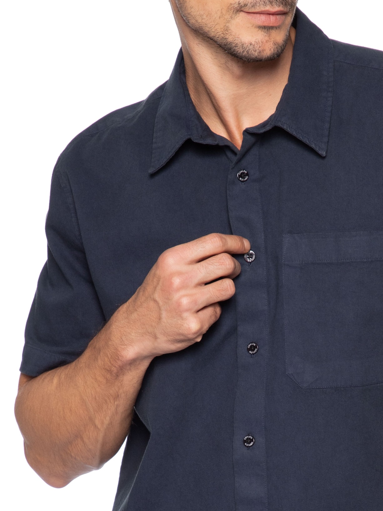 Camisa Masculina Over Cotton Linen Used Azul Osklen