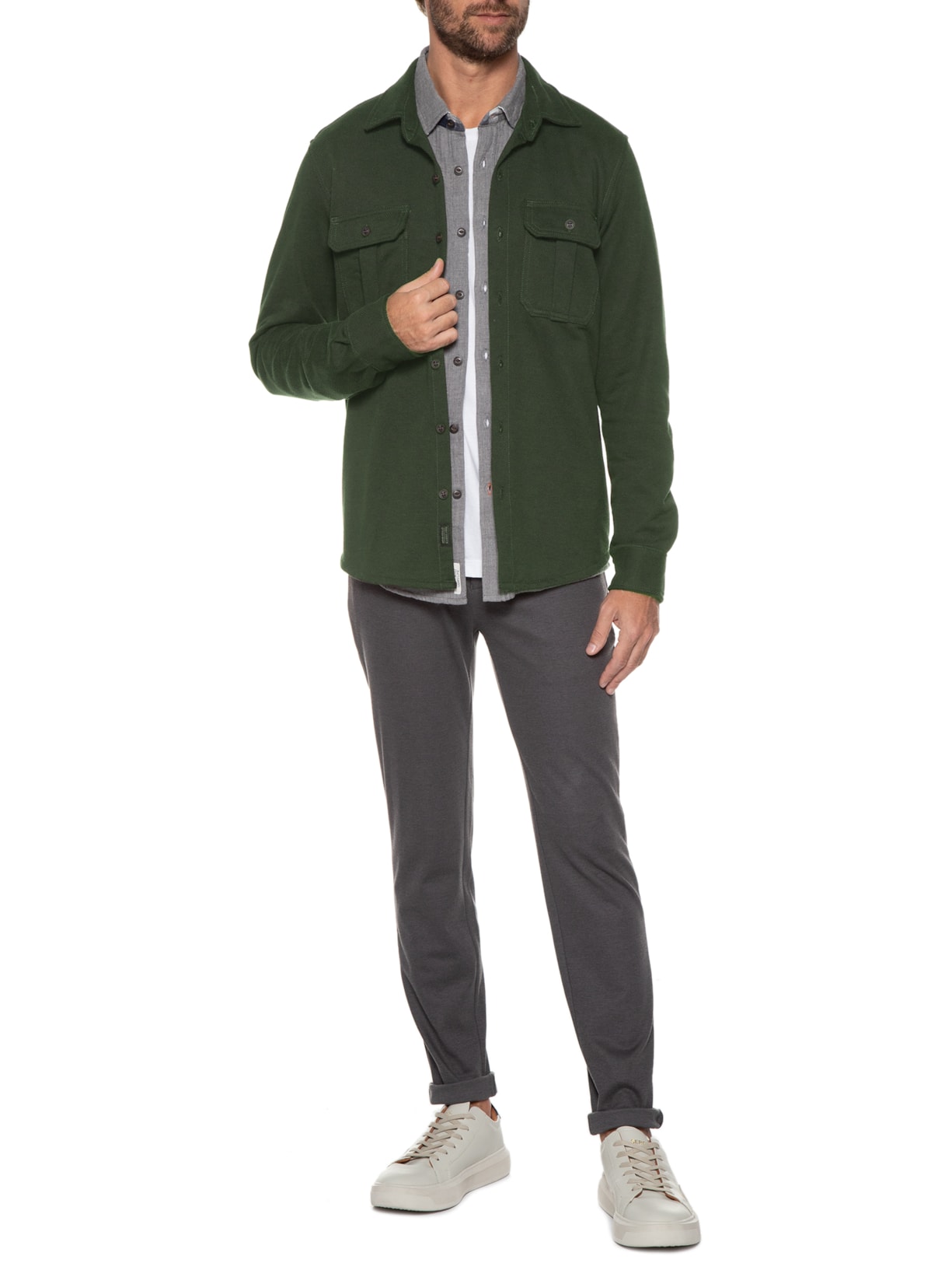 Camisa Masculina Overshirt Algodão Yogi Verde Armadillo