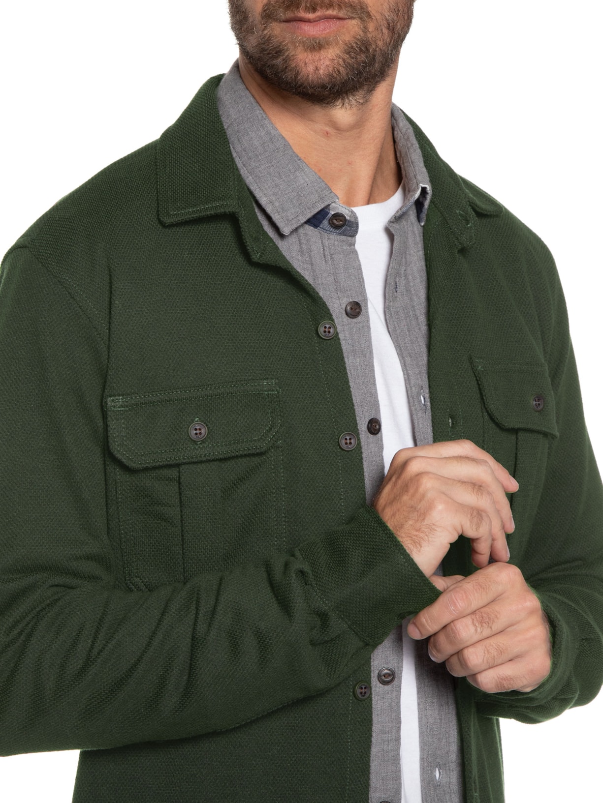 Camisa Masculina Overshirt Algodão Yogi Verde Armadillo