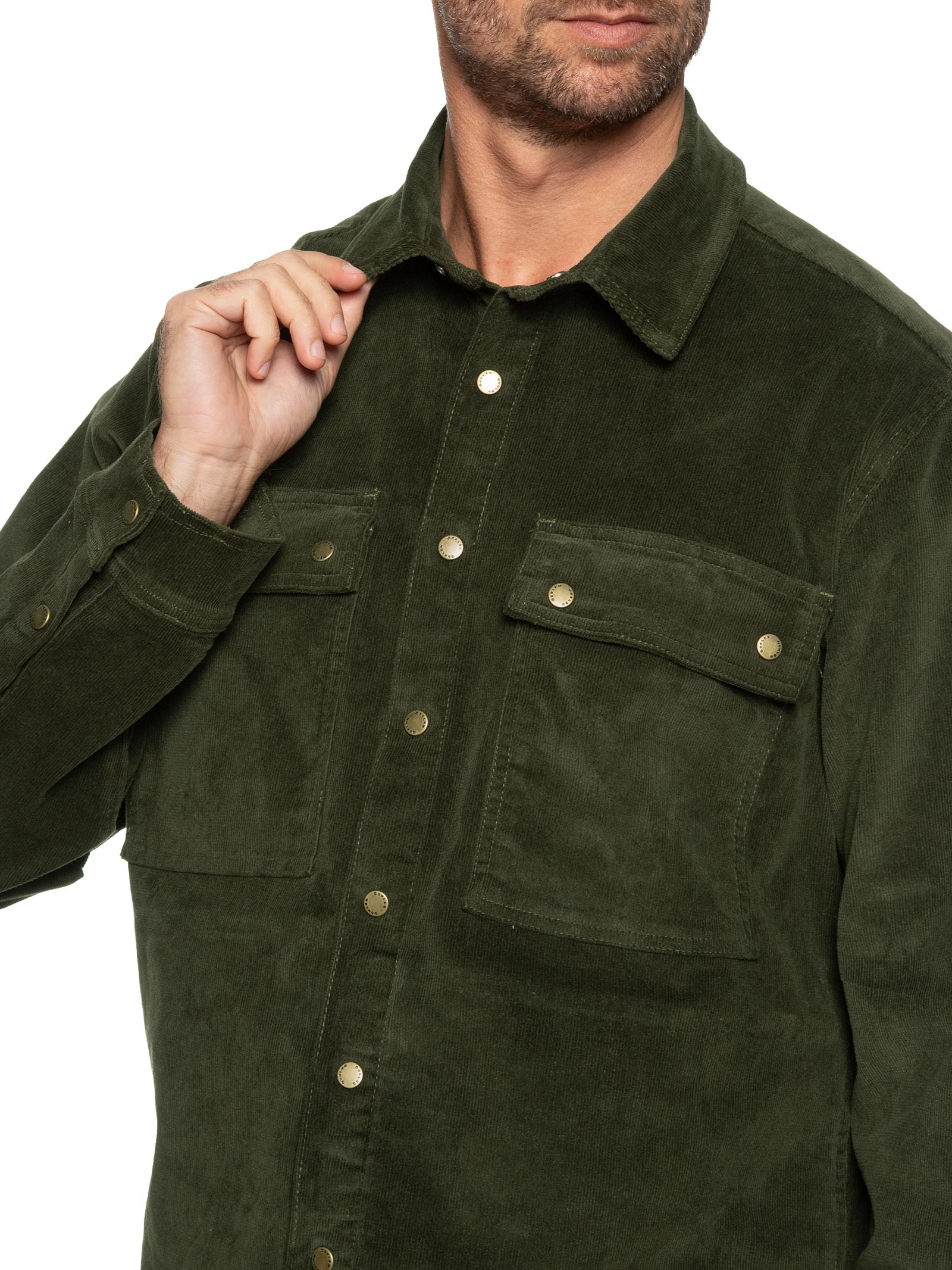 Camisa Masculina Overshirt Corduroy Boxed Thin - Osklen - Verde