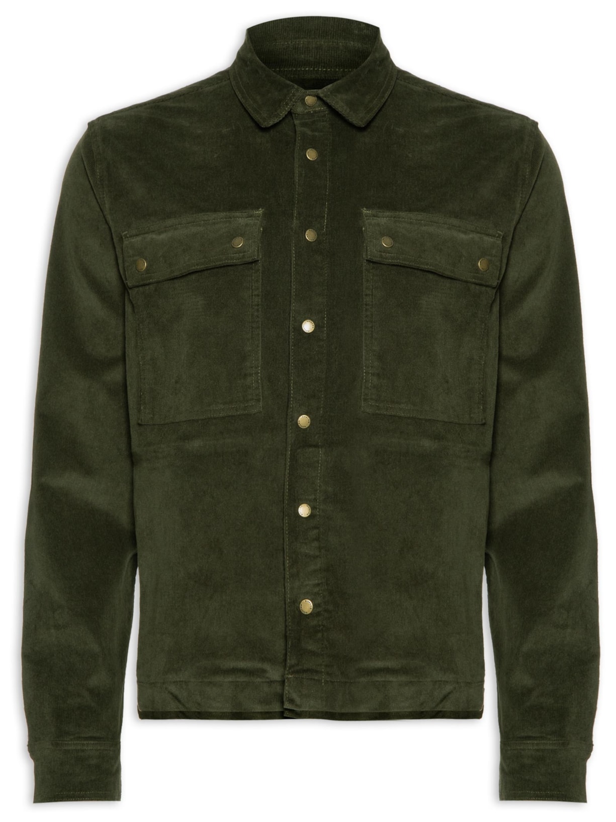 Camisa Masculina Overshirt Corduroy Boxed Thin - Verde