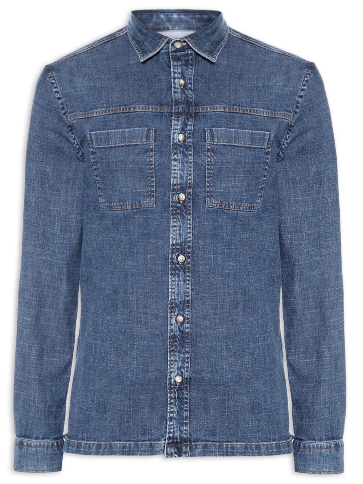 Camisa Masculina Overshirt Jeans - Azul