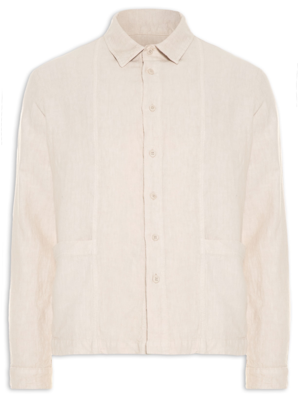 Camisa Masculina Overshirt Linen Tropicalia - Bege