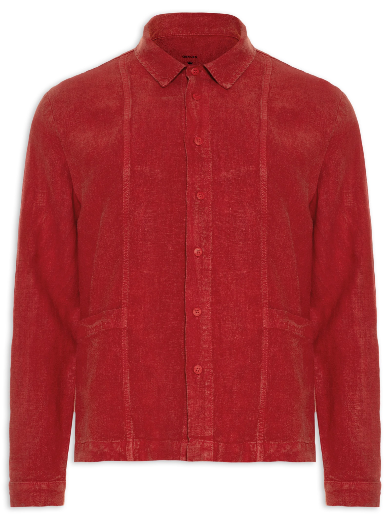 Osklen - Camisa Masculina Overshirt Linen Tropicalia - Vermelho