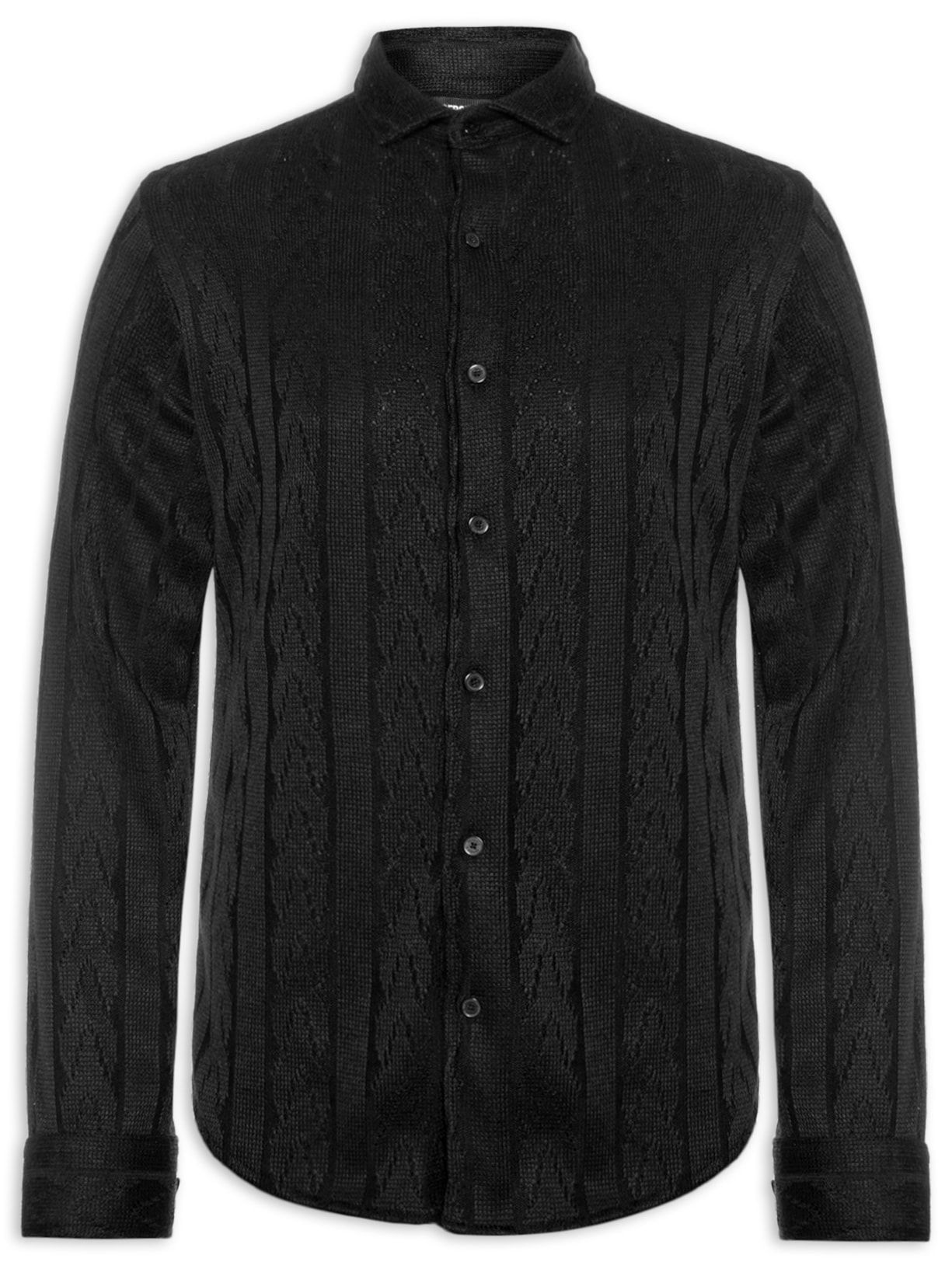 Camisa Masculina Overshirt Malha Tricot Trança Preto Sergio K