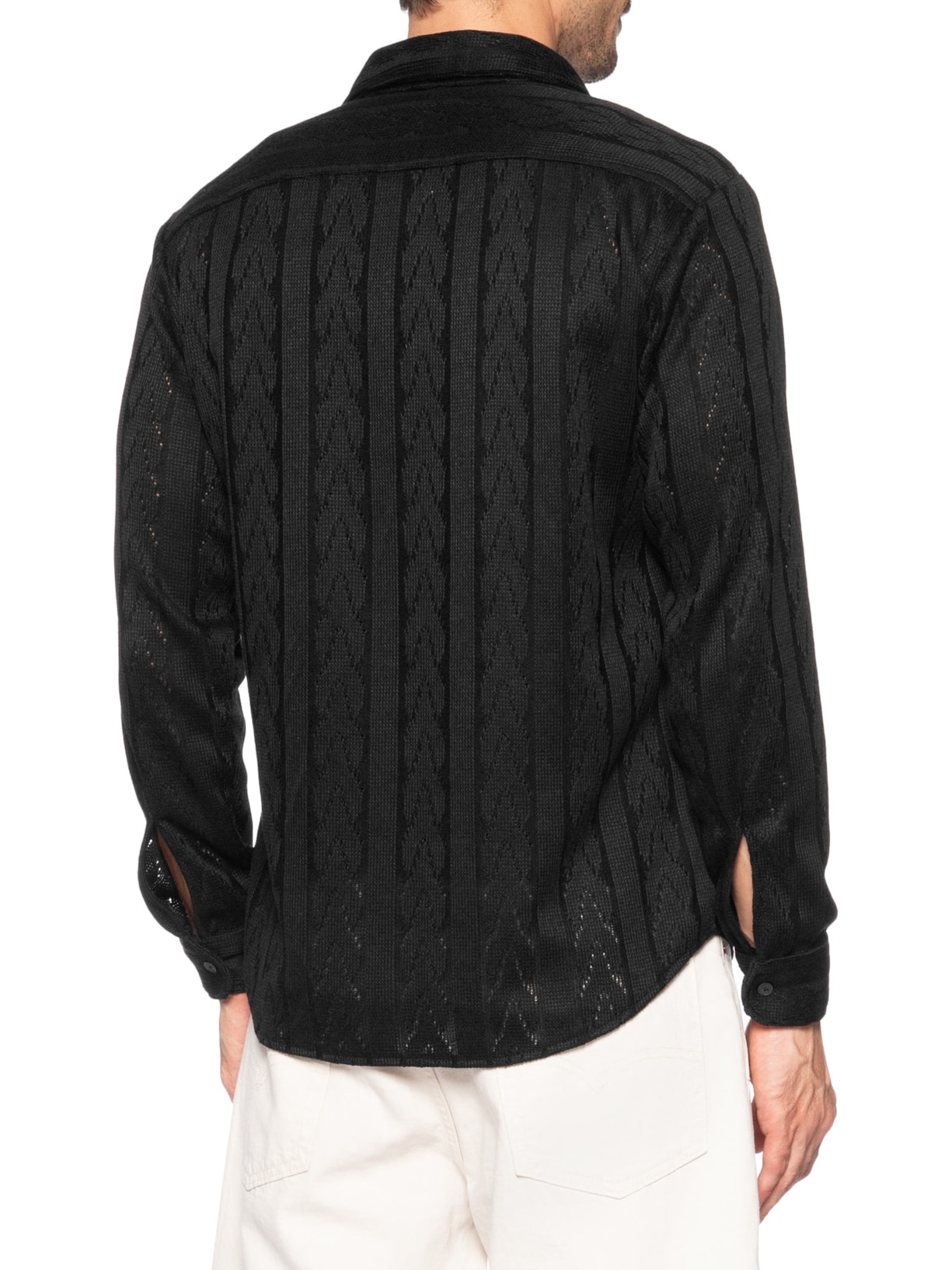 Camisa Masculina Overshirt Malha Tricot Trança Preto Sergio K